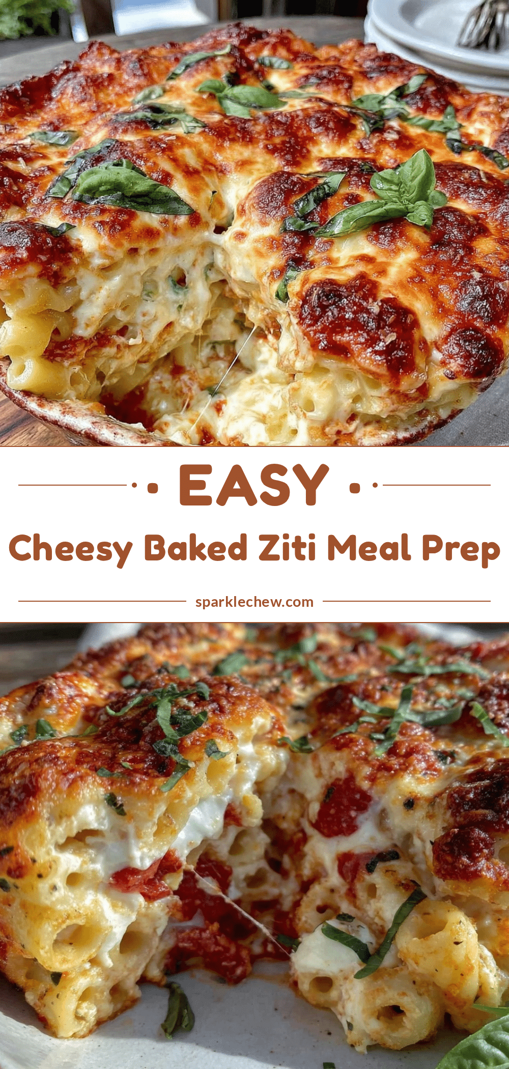 Easy Cheesy Baked Ziti Meal Prep recipe