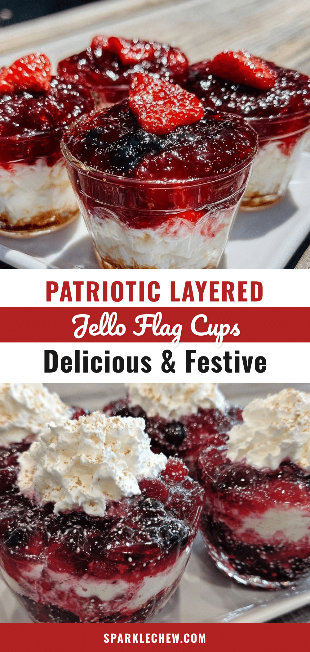 Festive Patriotic Layered Jello Flag Cups recipe