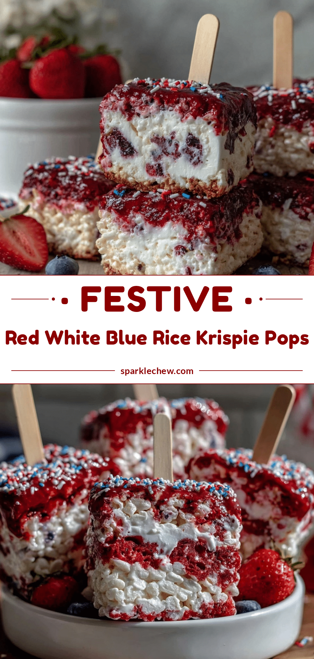 Festive Patriotic Rice Krispie Treat Pops recipe