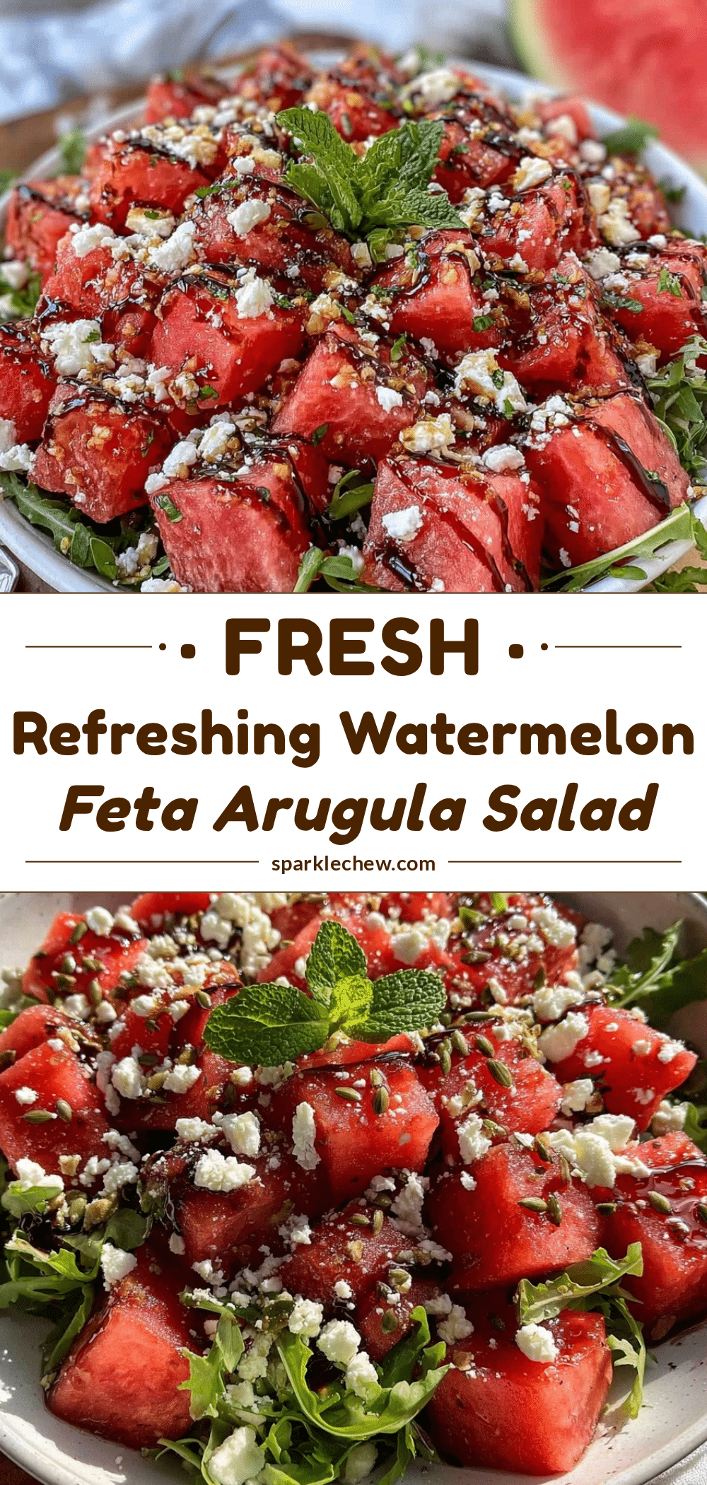 fresh watermelon feta arugula salad with mint recipe