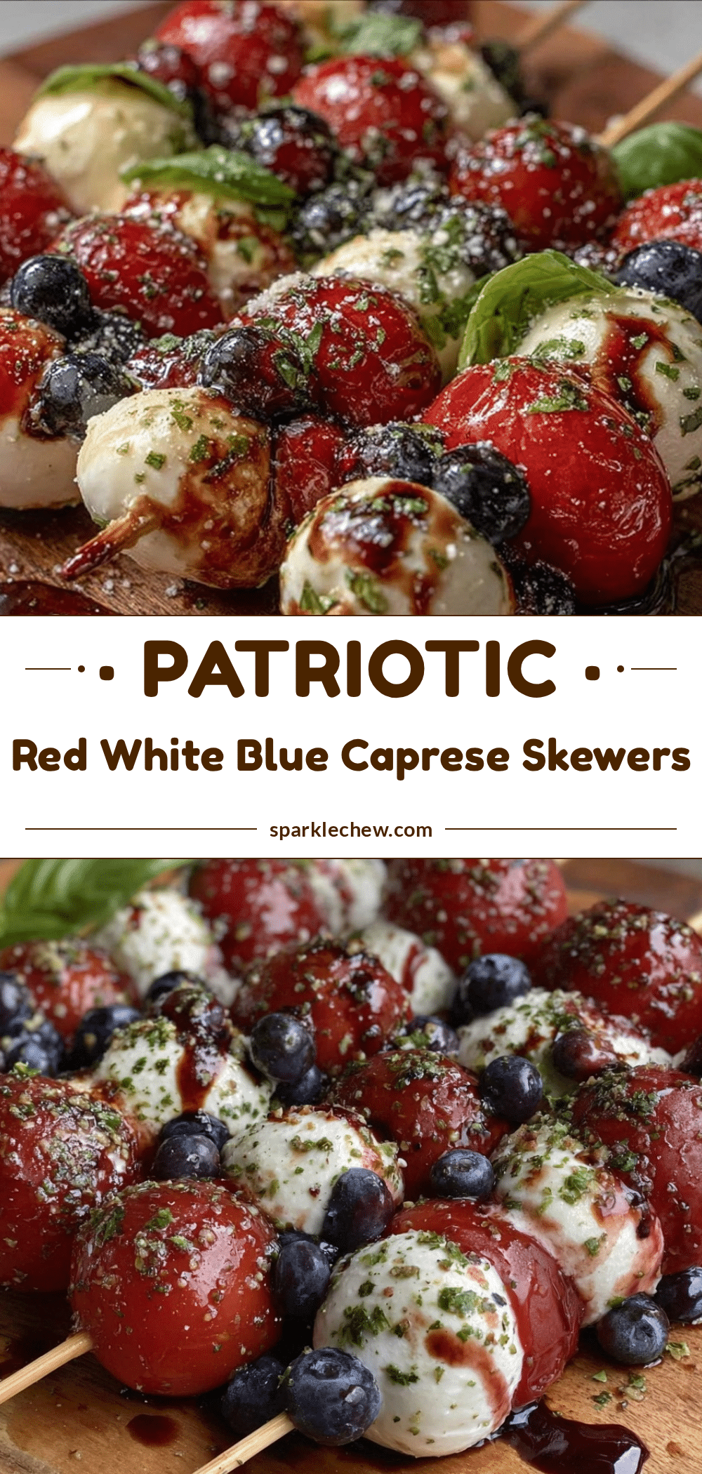 red white and blue caprese skewers recipe