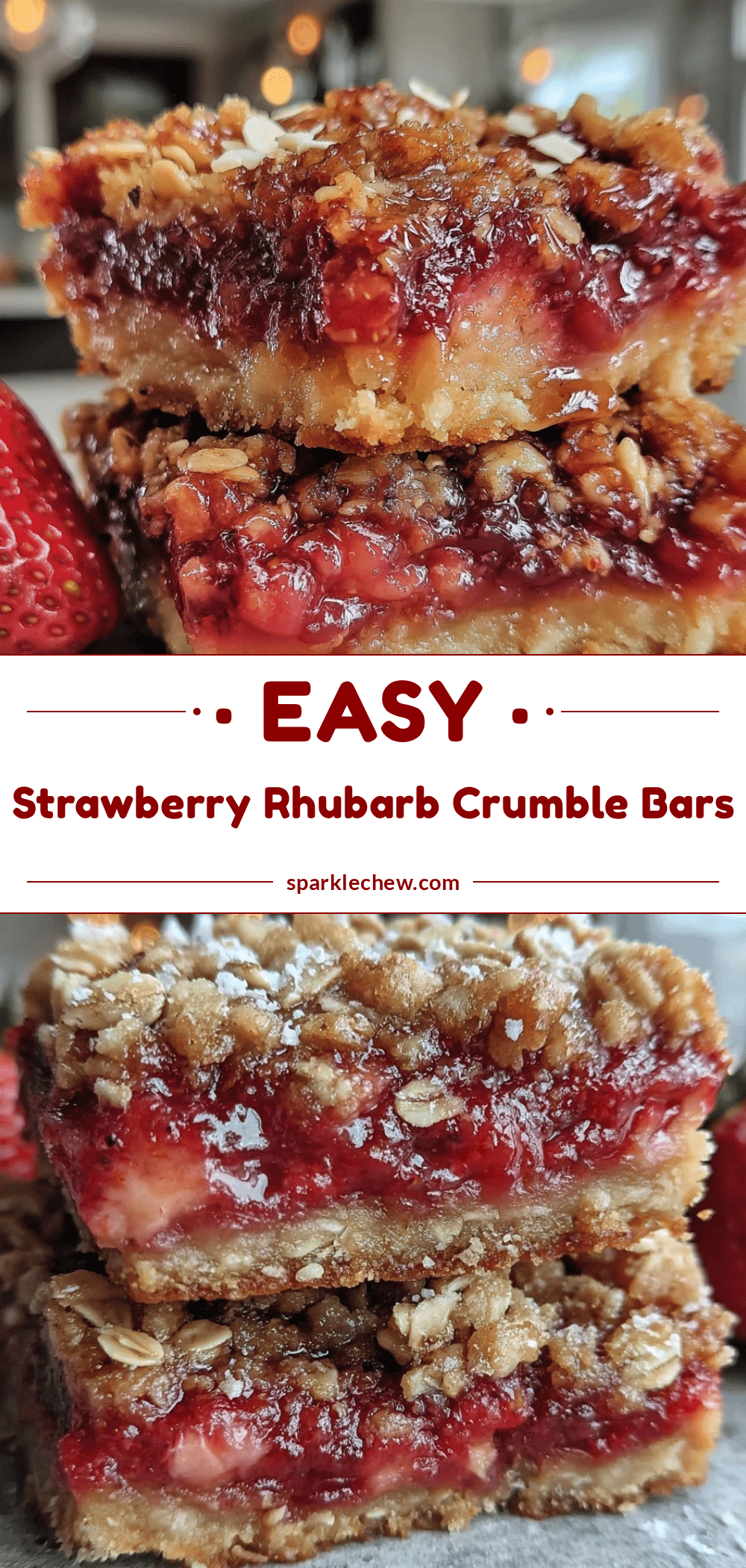strawberry rhubarb crumble bars recipe