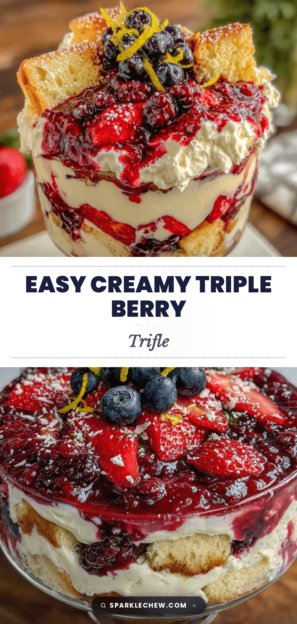 Easy Creamy Triple Berry Trifle recipe