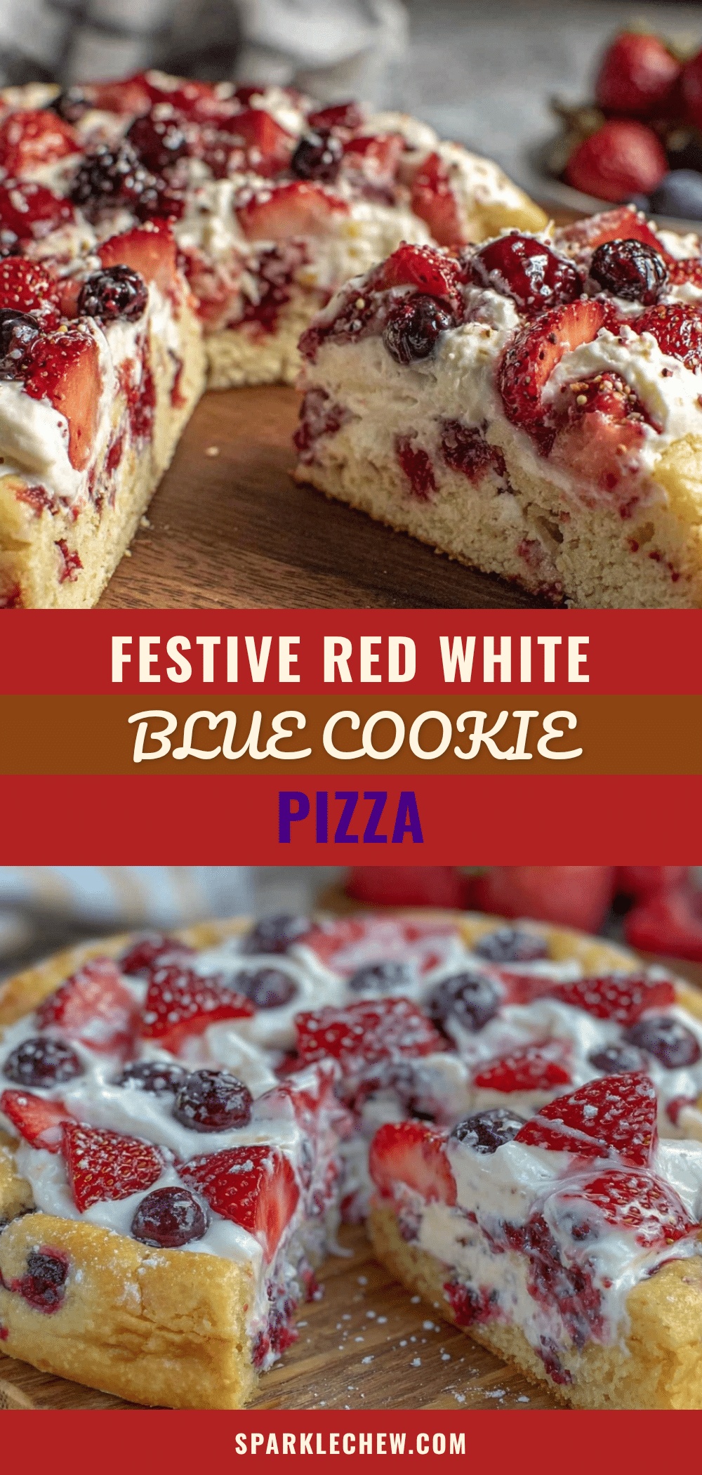 Festive Red White and Blue Cookie Pizza recipe