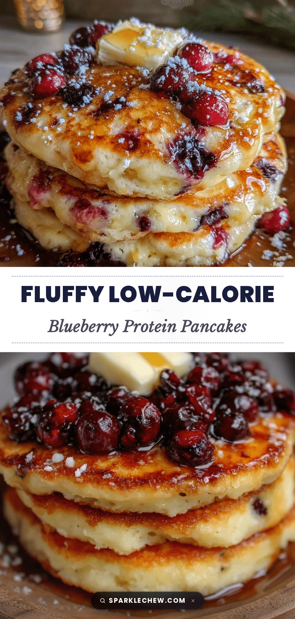 Healthy Calorie Deficit Blueberry Protein Pancakes recipe