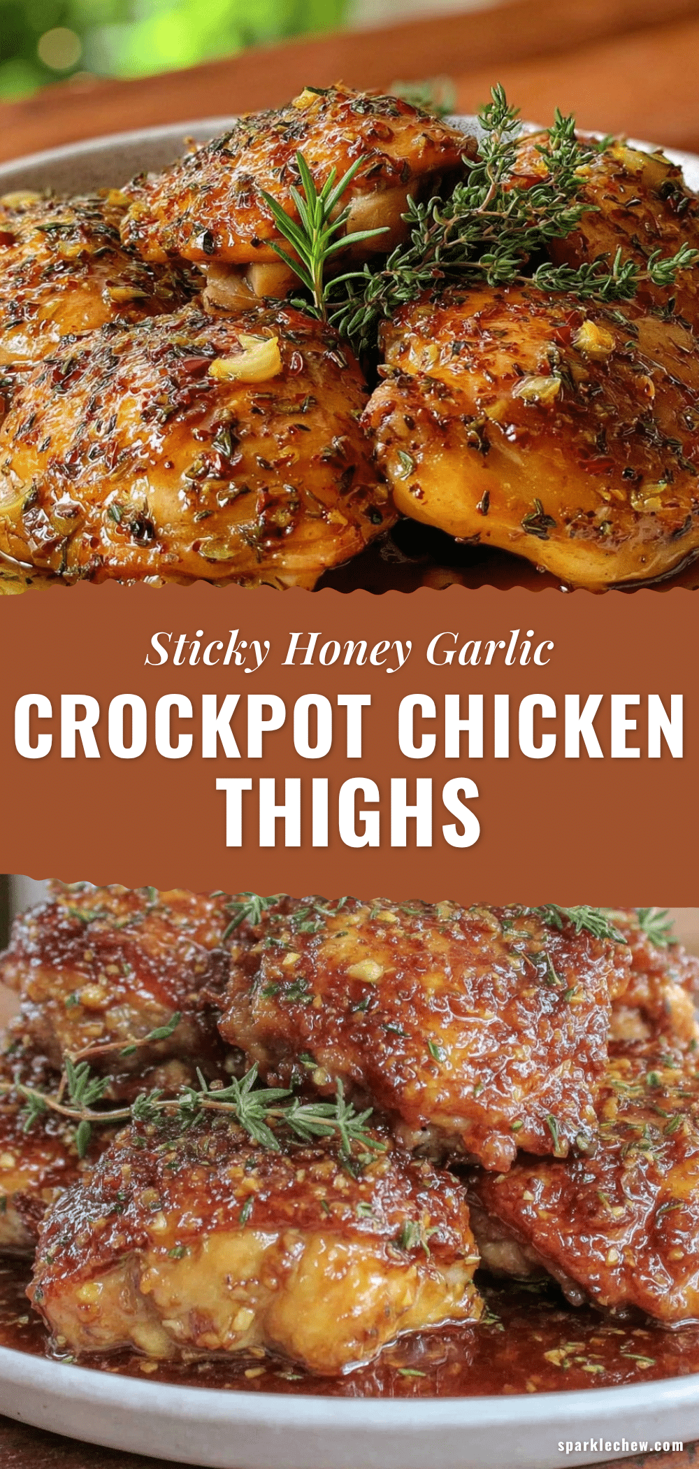 Tender Crockpot Honey Garlic Chicken Thighs recipe