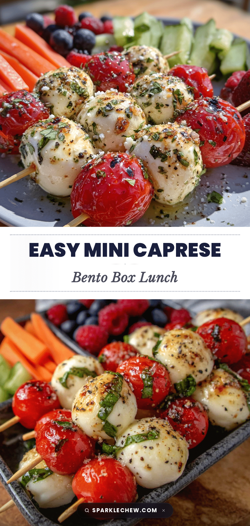 mini caprese bento box lunch recipe