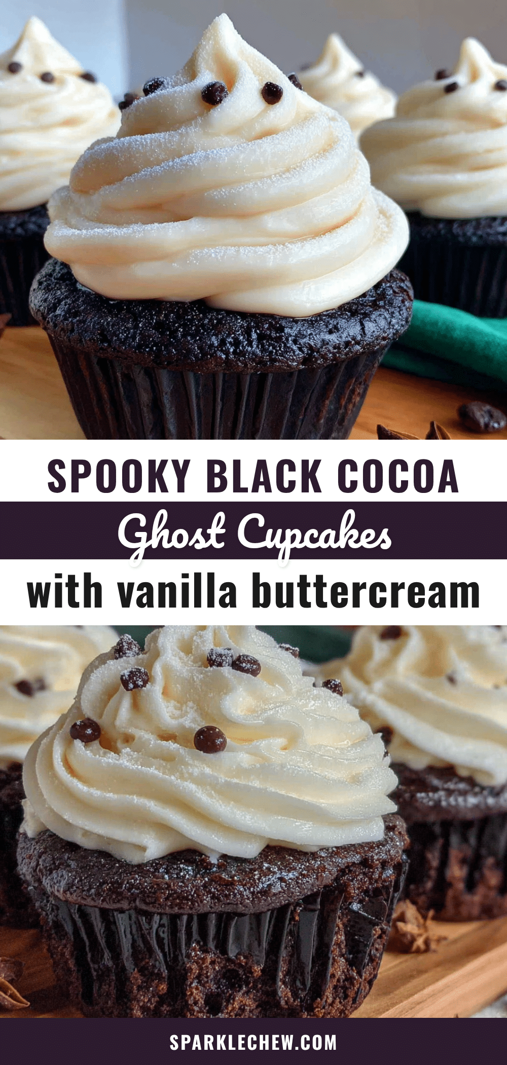 black cocoa ghost cupcakes recipe