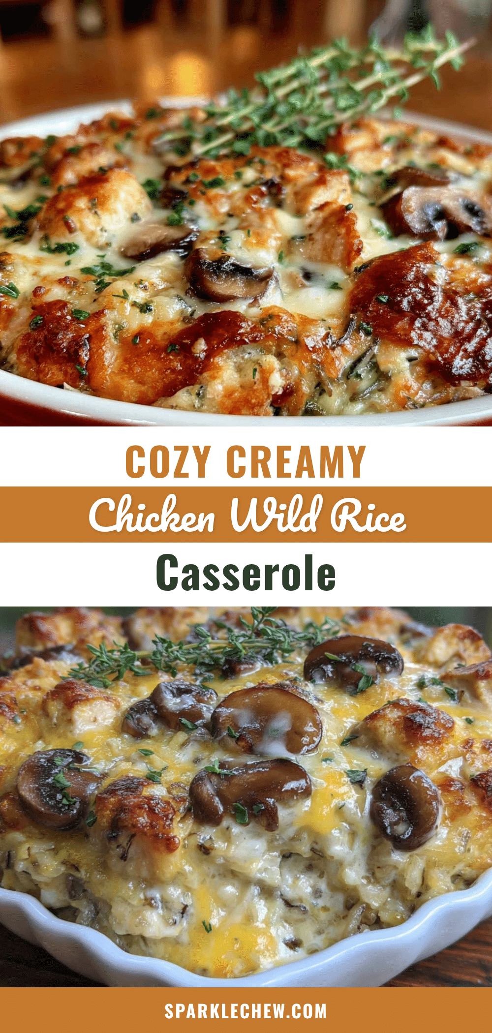 cozy creamy chicken and wild rice casserole with mushrooms recipe