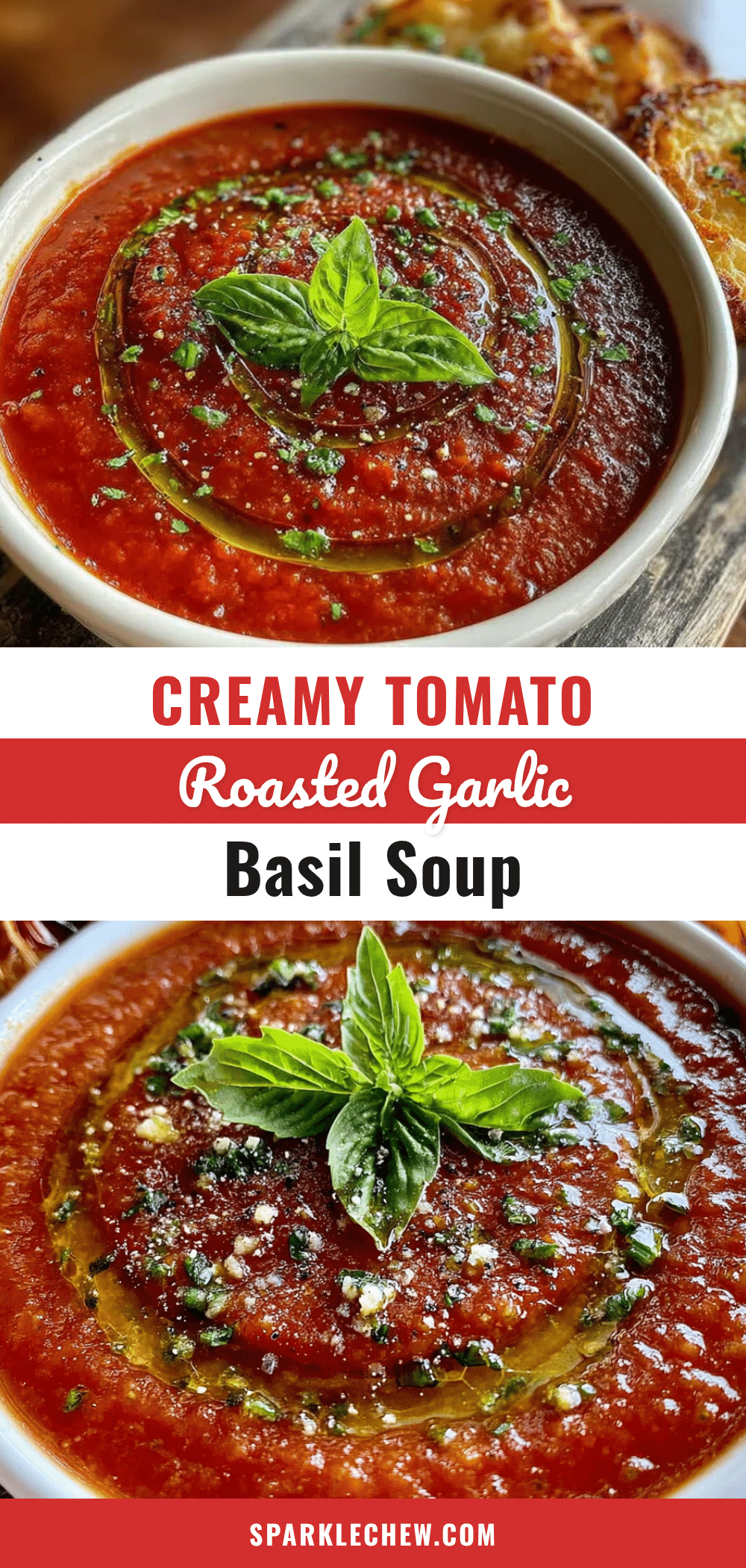 creamy roasted garlic tomato basil soup recipe