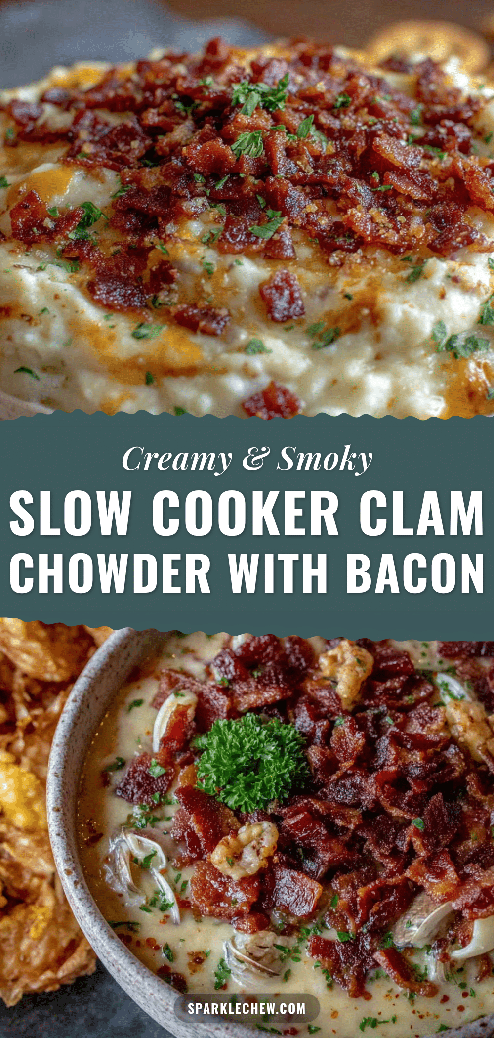 creamy slow cooker clam chowder with bacon recipe