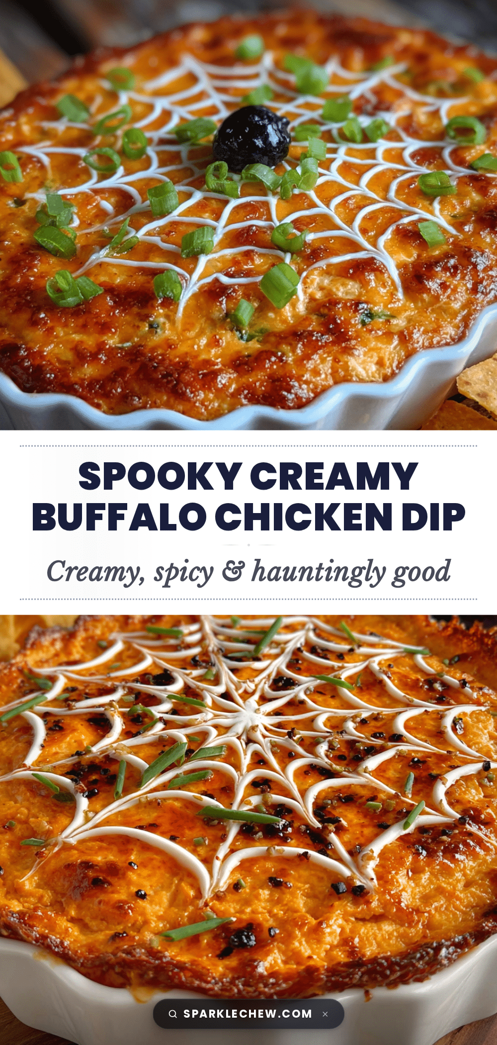 creamy spiderweb buffalo chicken dip recipe