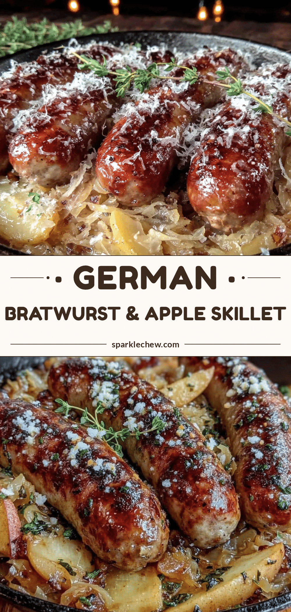 german bratwurst skillet with apples and sauerkraut recipe