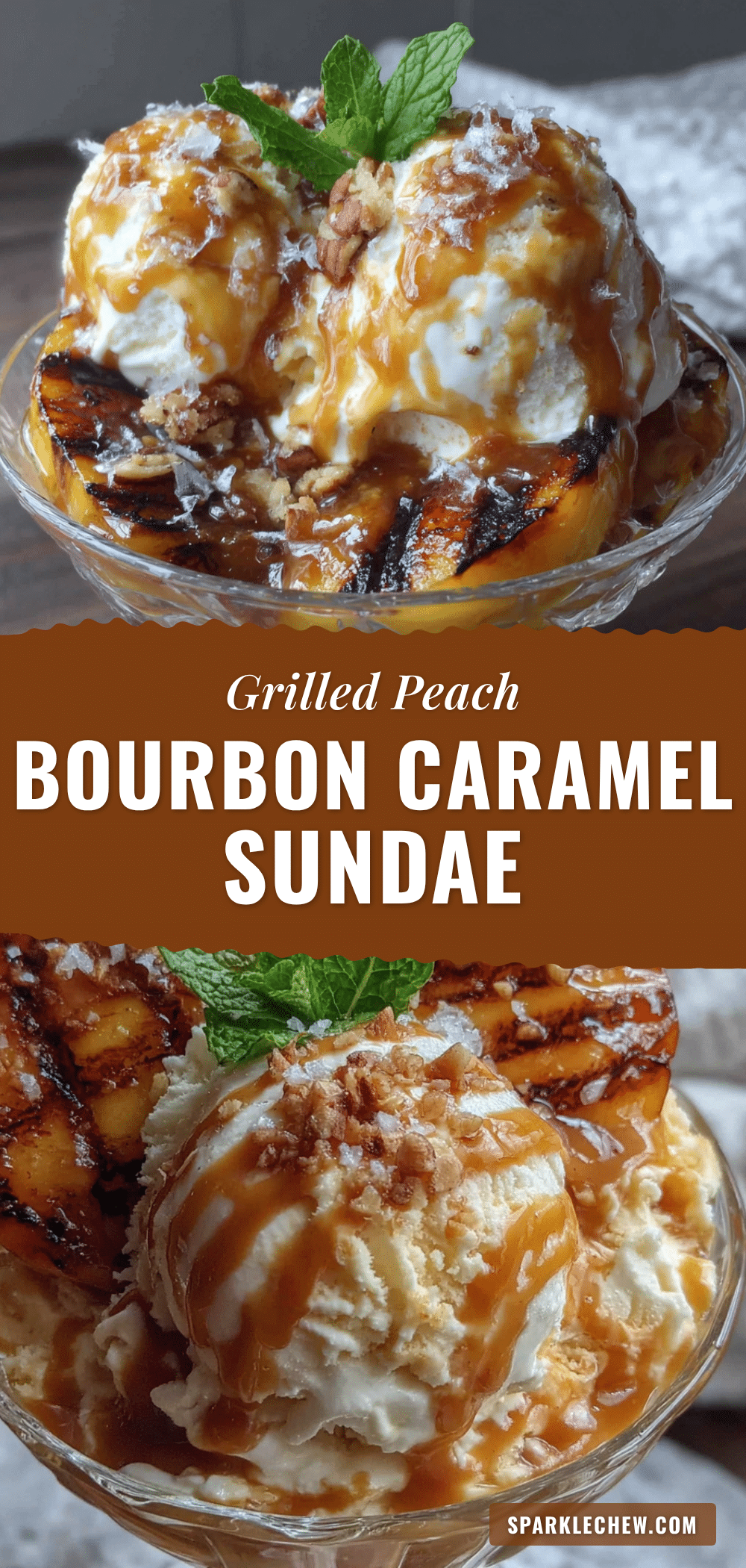 grilled peach bourbon caramel sundae recipe