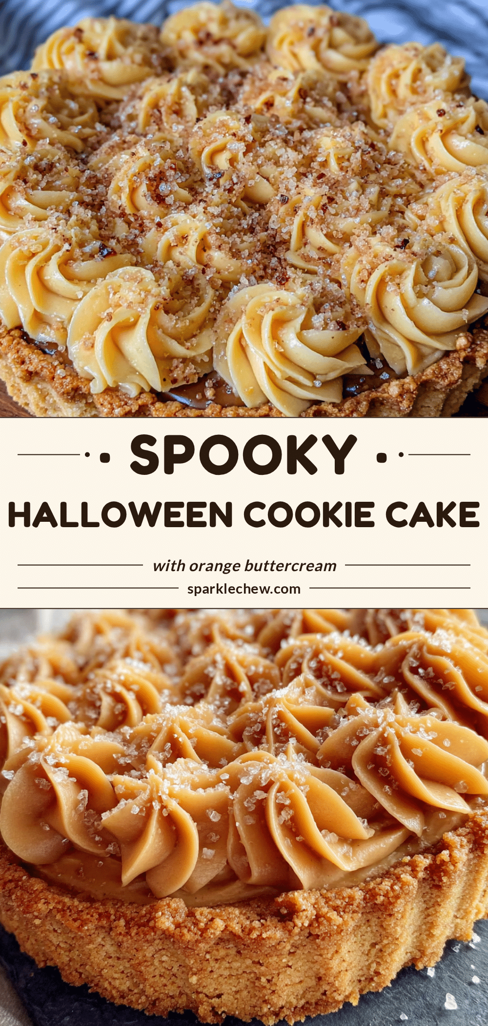 Halloween cookie cake with orange buttercream recipe
