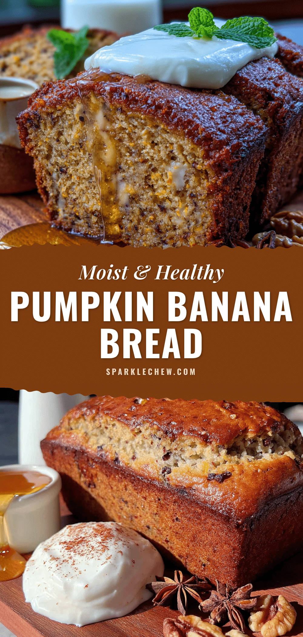 healthy pumpkin banana bread with Greek yogurt recipe