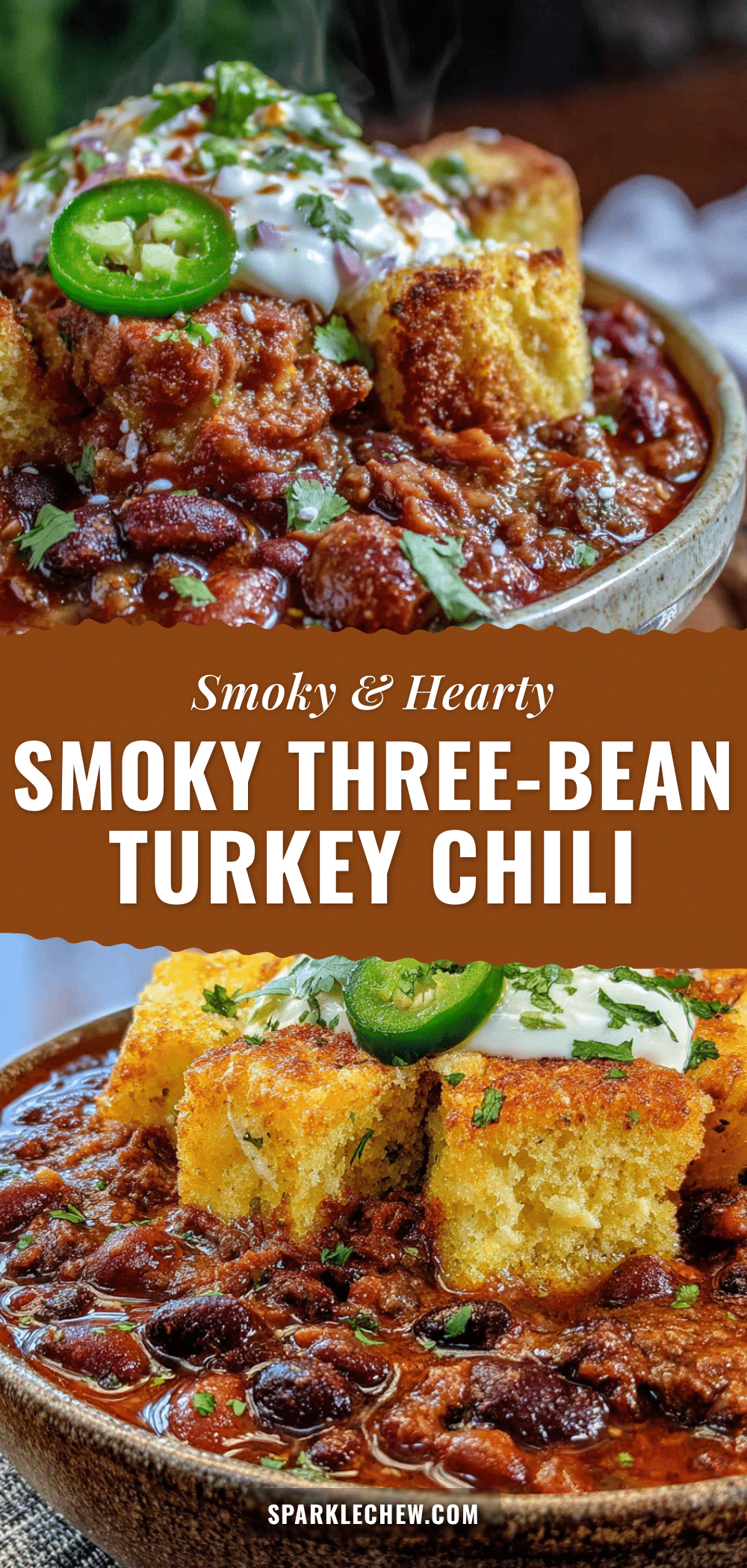 hearty smoky three-bean turkey chili recipe