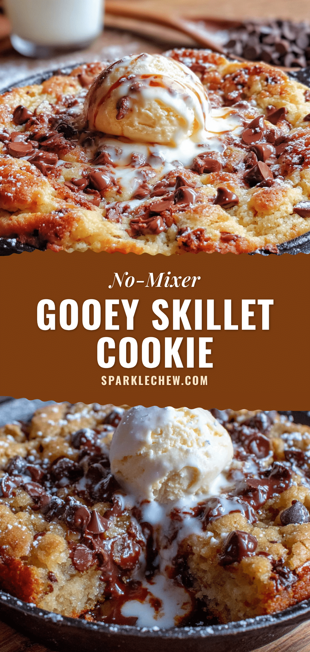 no-mixer chocolate chip skillet cookie recipe