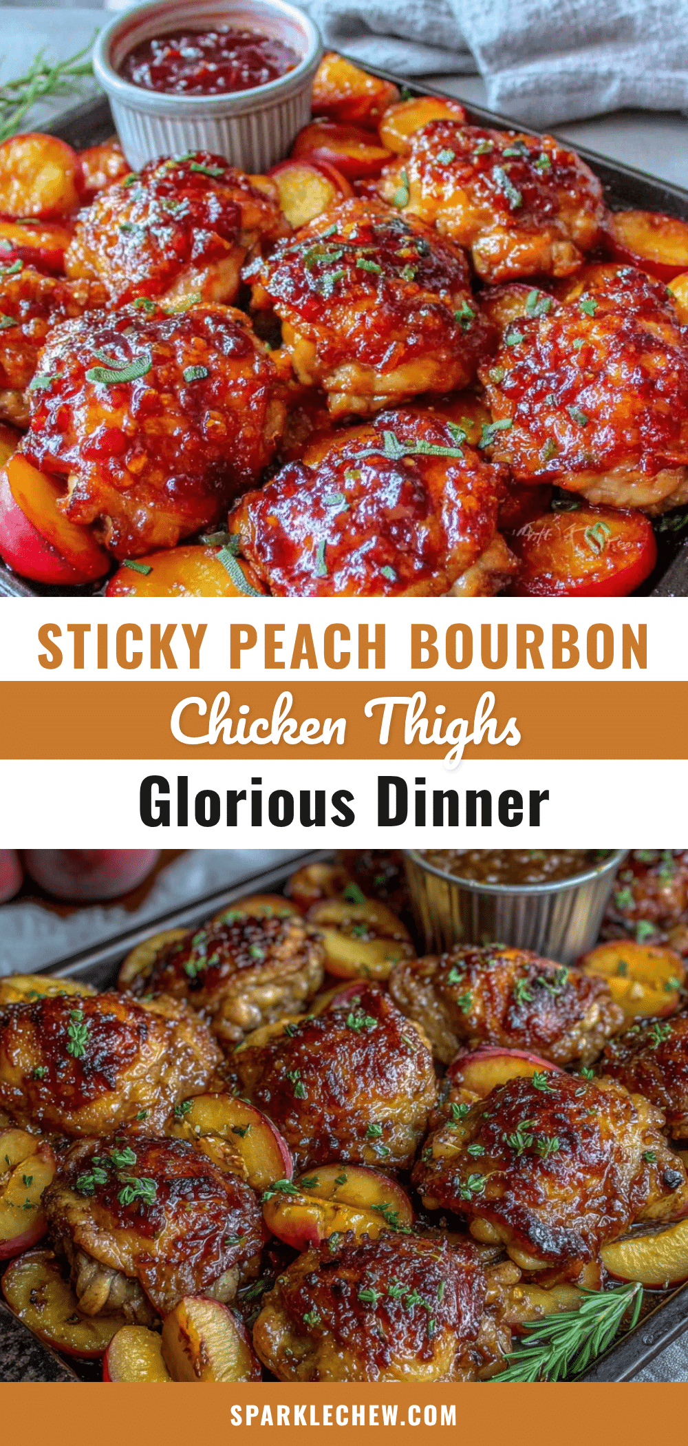 sticky peach bourbon chicken thighs recipe