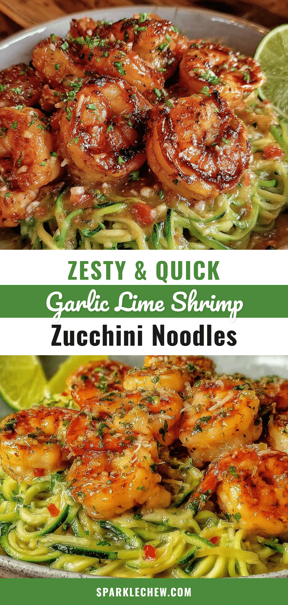 zesty garlic lime shrimp with zucchini noodles recipe