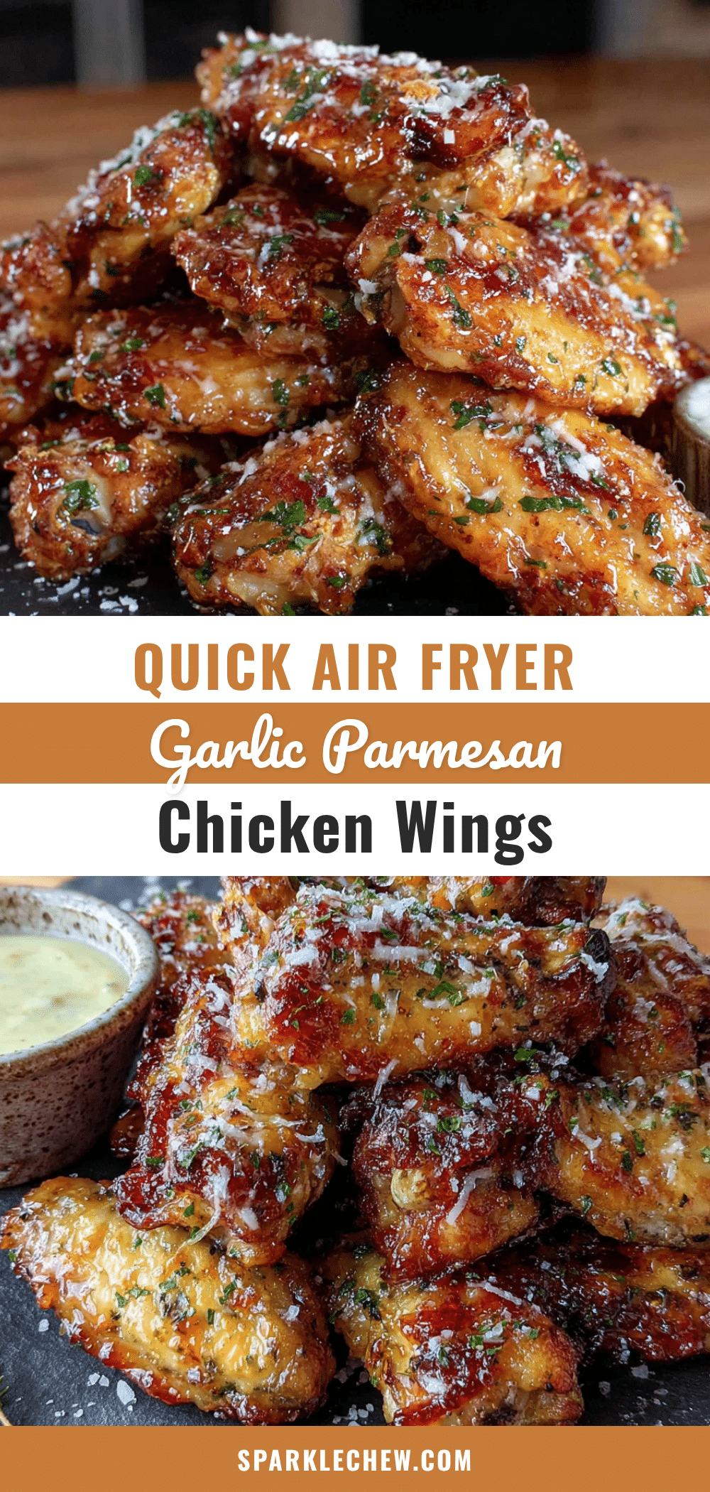 air fryer garlic parmesan chicken wings recipe
