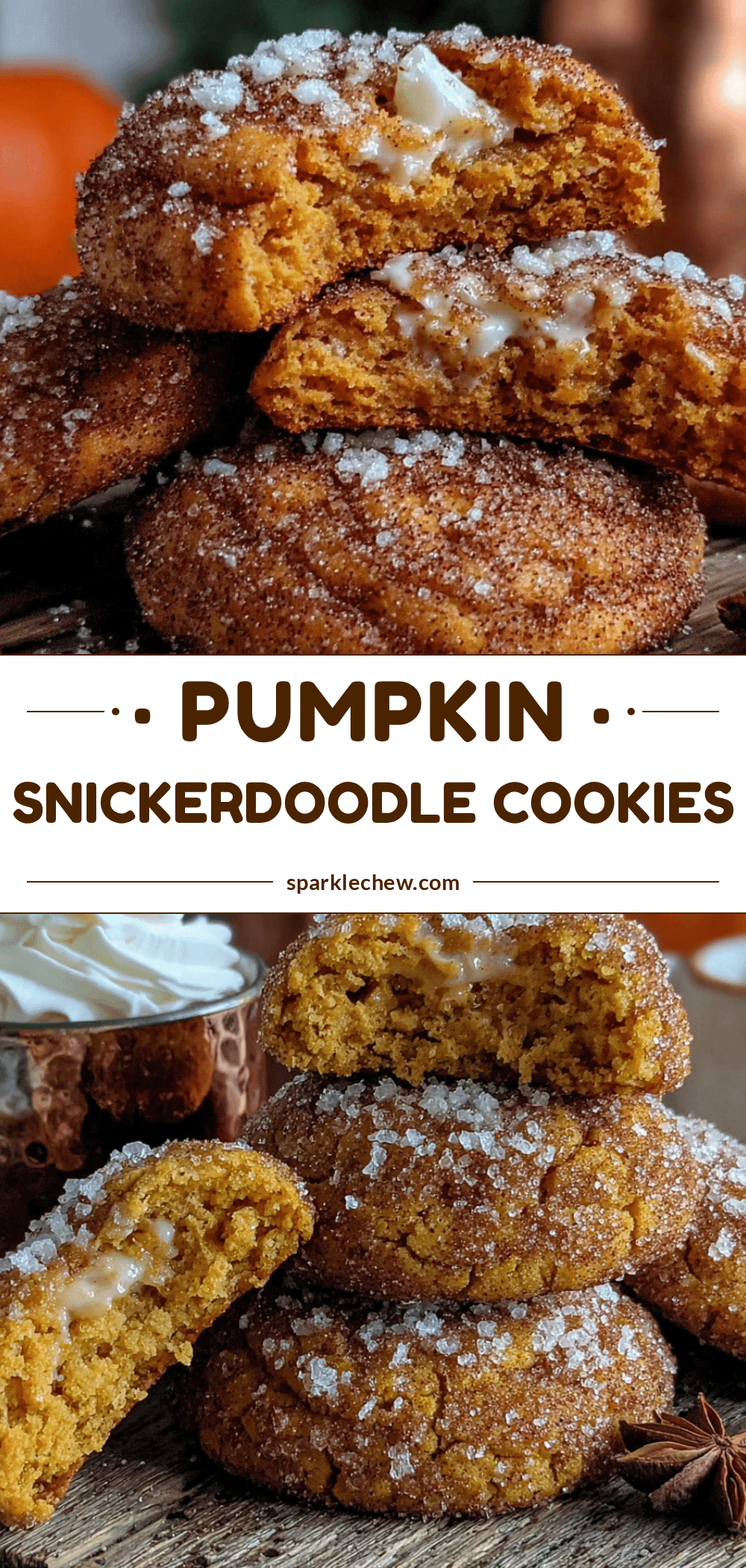 Chewy Pumpkin Snickerdoodle Cookies recipe