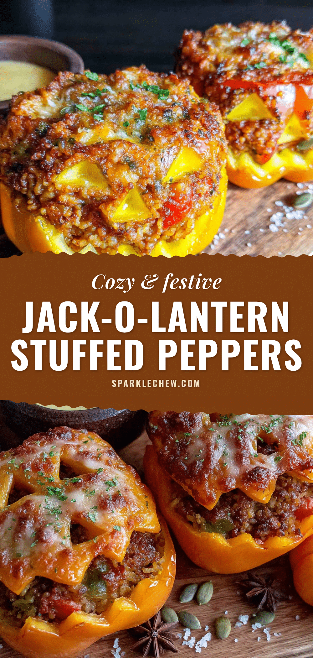 cozy jack-o-lantern stuffed peppers recipe