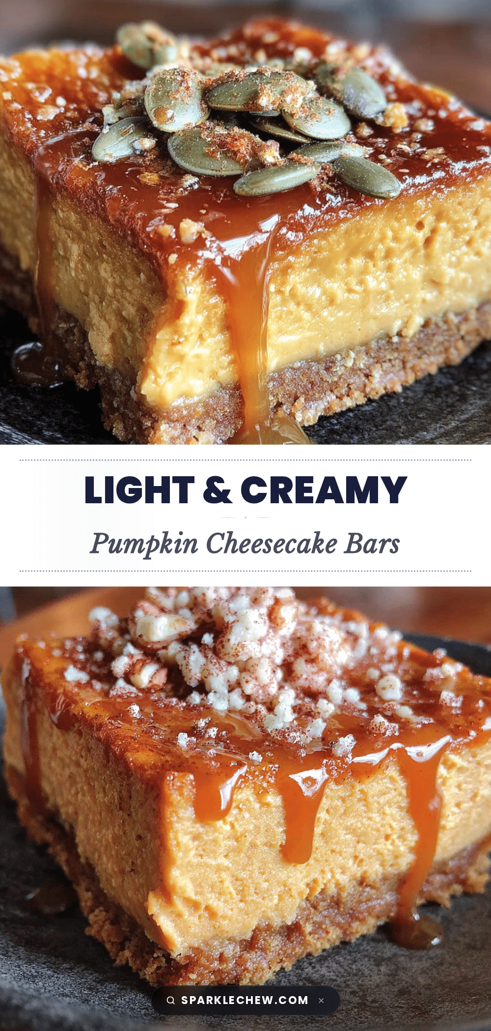 Light & Creamy Pumpkin Cheesecake Bars recipe