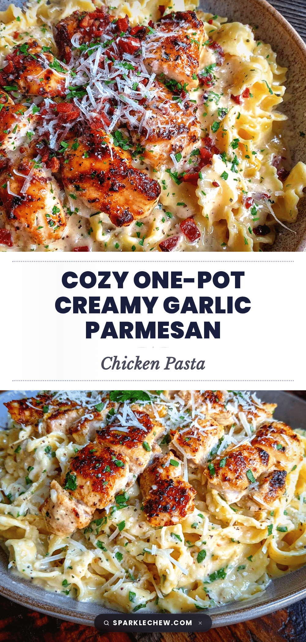 one-pot creamy garlic parmesan chicken pasta recipe
