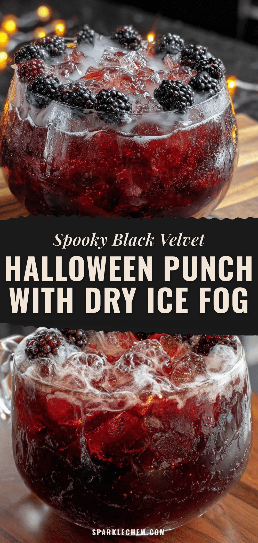Spooky Black Velvet Halloween Punch with Dry Ice Fog recipe