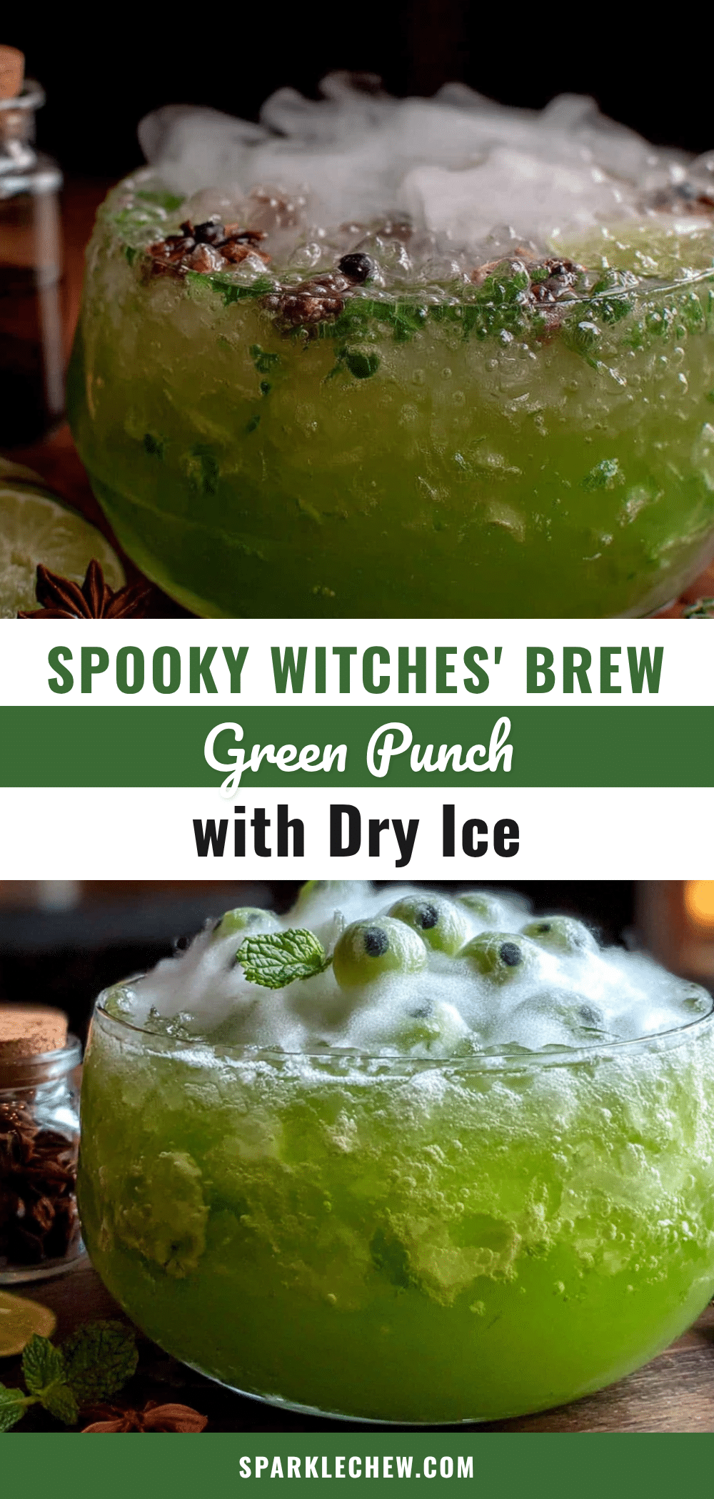 spooky witches brew green punch with dry ice recipe