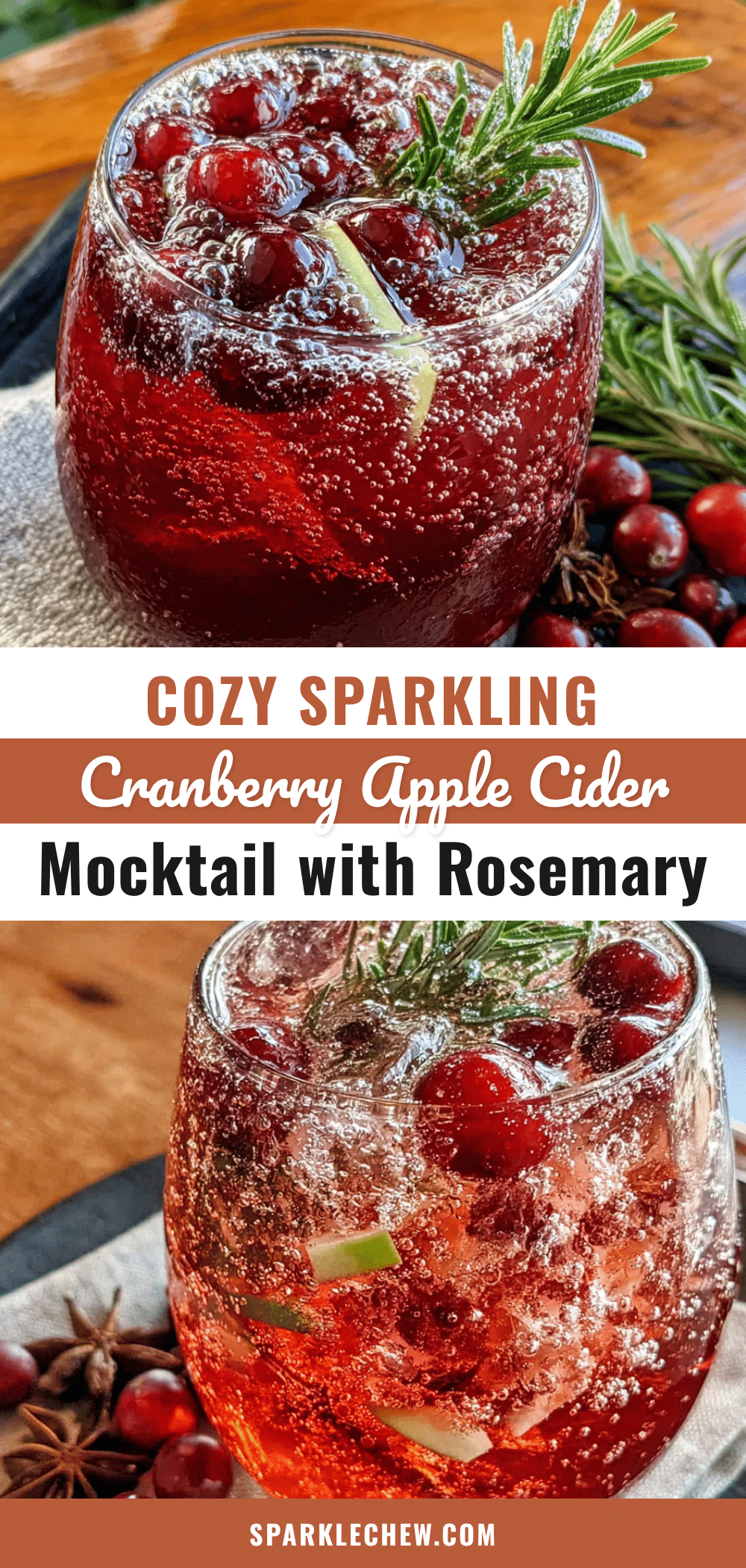 cozy sparkling cranberry apple cider mocktail recipe