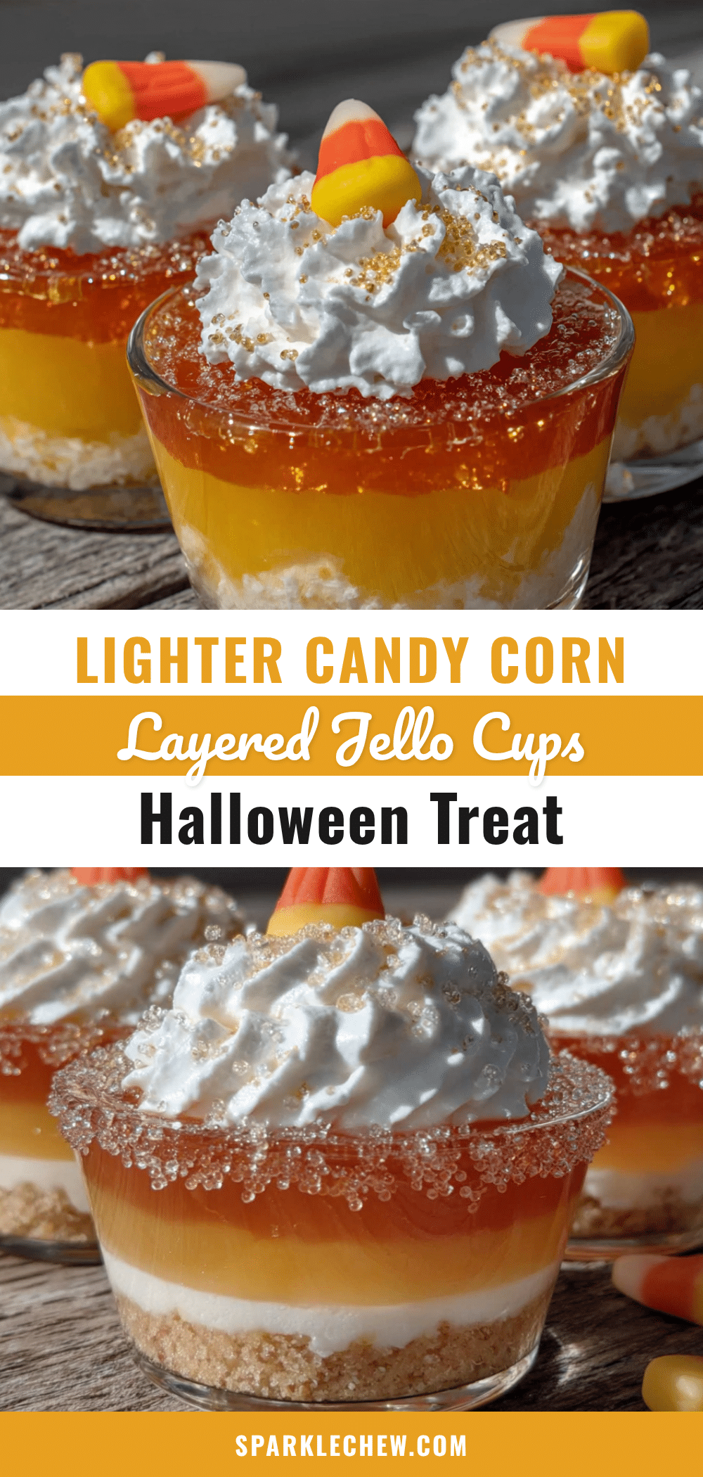 Lighter Candy Corn Layered Jello Cups recipe